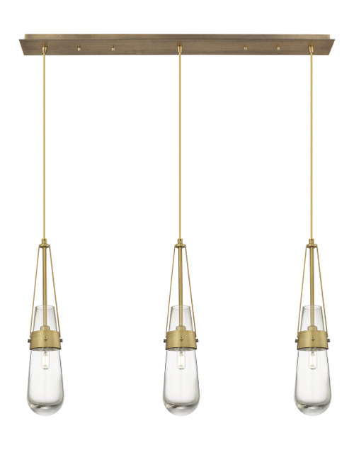 INNOVATIONS 123-452-1P-BB-G452-4CL Milan 4 Light 36 inch Linear Pendant Brushed Brass