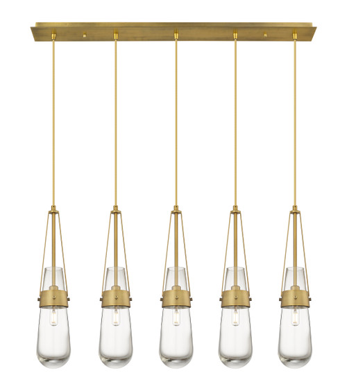 INNOVATIONS 125-452-1P-BB-G452-4CL Milan 4 Light 36 inch Linear Pendant Brushed Brass INNOVATIONS 125-452-1P-BB-G452-4CL Milan 4 Light 36 inch Linear Pendant Brushed Brass