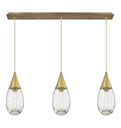INNOVATIONS 123-450-1P-BB-G450-6CL Malone 5 Light 38 inch Linear Pendant Brushed Brass