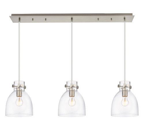 INNOVATIONS 123-410-1PS-SN-G412-8CL Newton Bell 2 Light 40 inch Linear Pendant Brushed Satin Nickel