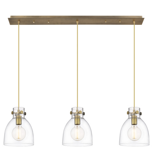 INNOVATIONS 123-410-1PS-BB-G412-8CL Newton Bell 8 Light 40 inch Linear Pendant Brushed Brass