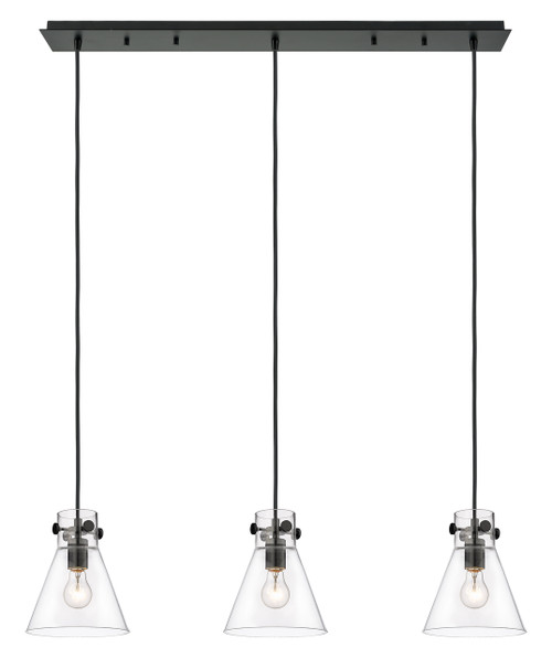 INNOVATIONS 123-410-1PS-BK-G411-8CL Newton Cone 3 Light 40 inch Linear Pendant Matte Black