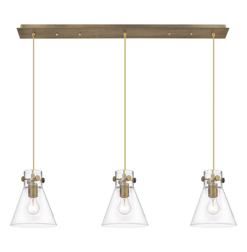 INNOVATIONS 123-410-1PS-BB-G411-8CL Newton Cone 5 Light 40 inch Linear Pendant Brushed Brass