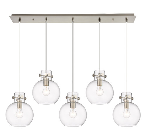 INNOVATIONS 125-410-1PS-SN-G410-8CL Newton Sphere 7 Light 40 inch Linear Pendant Brushed Satin Nickel