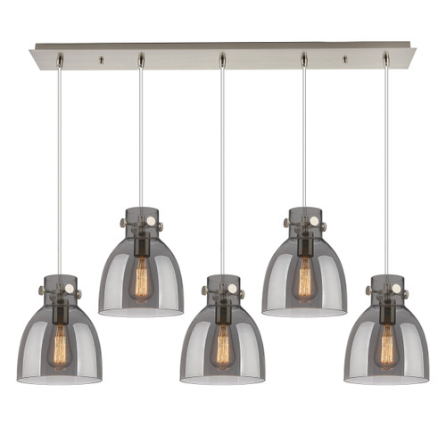 INNOVATIONS 125-410-1PS-SN-G412-8SM Newton Bell 8 Light 40 inch Linear Pendant Brushed Satin Nickel