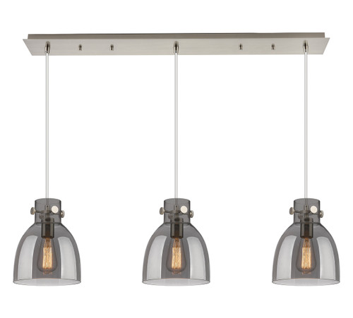 INNOVATIONS 123-410-1PS-SN-G412-8SM Newton Bell 9 Light 40 inch Linear Pendant Brushed Satin Nickel