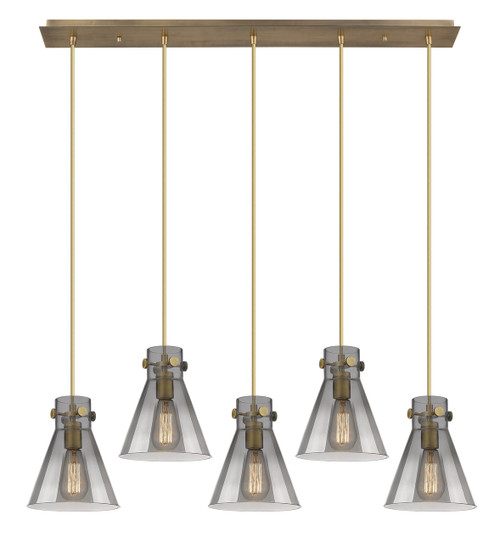 INNOVATIONS 125-410-1PS-BB-G411-8SM Newton Cone 4 Light 40 inch Linear Pendant Brushed Brass