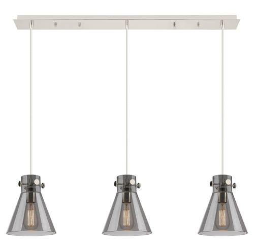 INNOVATIONS 123-410-1PS-PN-G411-8SM Newton Cone 6 Light 40 inch Linear Pendant Polished Nickel