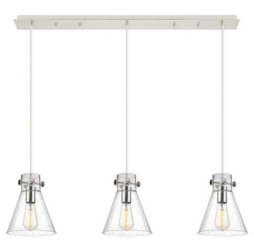 INNOVATIONS 123-410-1PS-PN-G411-8SDY Newton Cone 3 Light 40 inch Linear Pendant Polished Nickel