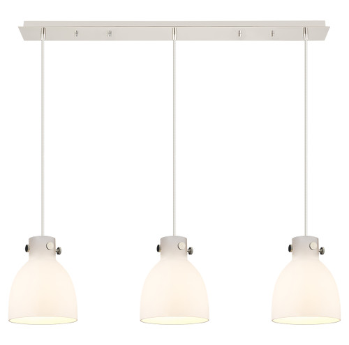 INNOVATIONS 123-410-1PS-PN-G412-8WH Newton Bell 1 Light 40 inch Linear Pendant Polished Nickel