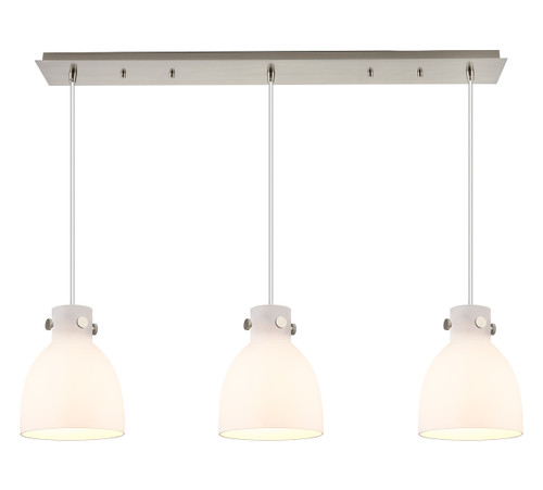 INNOVATIONS 123-410-1PS-SN-G412-8WH Newton Bell 2 Light 40 inch Linear Pendant Brushed Satin Nickel