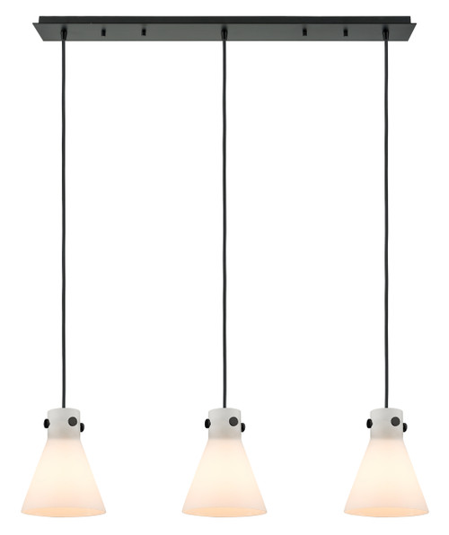 INNOVATIONS 123-410-1PS-BK-G411-8WH Newton Cone 2 Light 40 inch Linear Pendant Matte Black