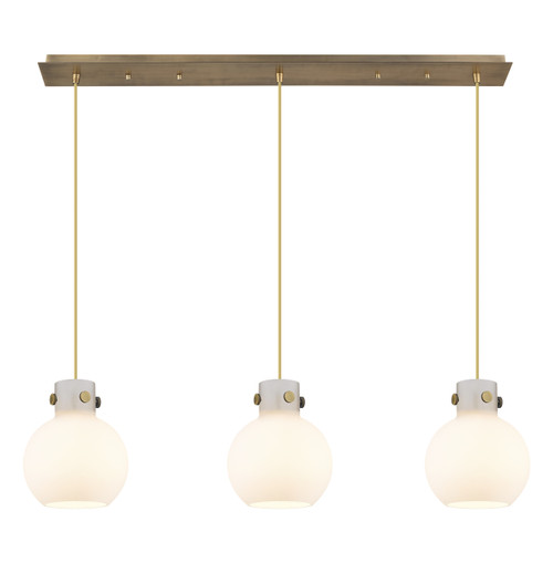 INNOVATIONS 123-410-1PS-BB-G410-8WH Newton Sphere 2 Light 40 inch Linear Pendant Brushed Brass