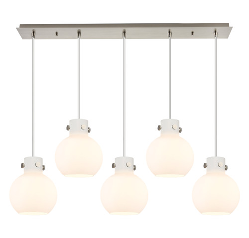 INNOVATIONS 125-410-1PS-SN-G410-8WH Newton Sphere 6 Light 40 inch Linear Pendant Brushed Satin Nickel