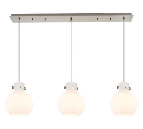 INNOVATIONS 123-410-1PS-SN-G410-8WH Newton Sphere 7 Light 40 inch Linear Pendant Brushed Satin Nickel