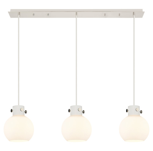 INNOVATIONS 123-410-1PS-PN-G410-8WH Newton Sphere 7 Light 40 inch Linear Pendant Polished Nickel
