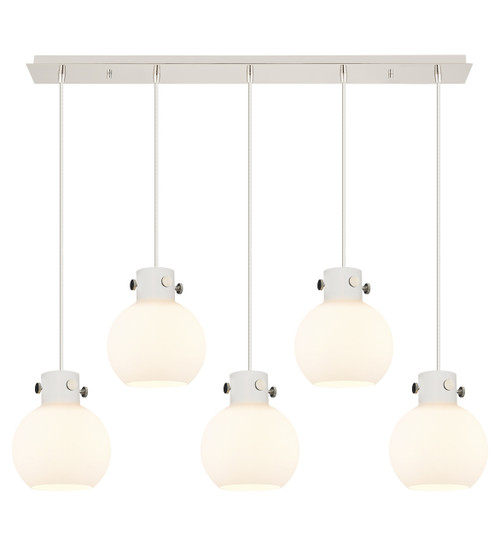 INNOVATIONS 125-410-1PS-PN-G410-8WH Newton Sphere 9 Light 40 inch Linear Pendant Polished Nickel
