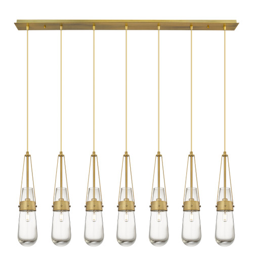 INNOVATIONS 127-452-1P-BB-G452-4CL Milan 7 Light 48 inch Linear Pendant Brushed Brass