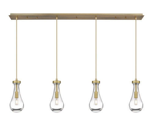 INNOVATIONS 124-451-1P-BB-G451-5CL Owego 3 Light 49 inch Linear Pendant Brushed Brass