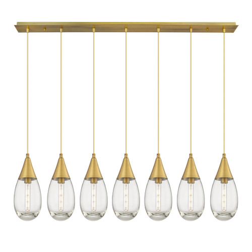 INNOVATIONS 127-450-1P-BB-G450-6CL Malone 8 Light 50 inch Linear Pendant Brushed Brass