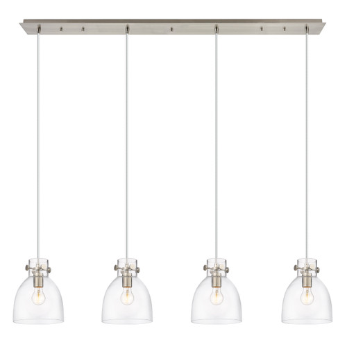 INNOVATIONS 124-410-1PS-SN-G412-8CL Newton Bell 6 Light 52 inch Linear Pendant Brushed Satin Nickel
