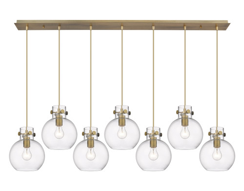 INNOVATIONS 127-410-1PS-BB-G410-8CL Newton Sphere 6 Light 52 inch Linear Pendant Brushed Brass INNOVATIONS 127-410-1PS-BB-G410-8CL Newton Sphere 6 Light 52 inch Linear Pendant Brushed Brass