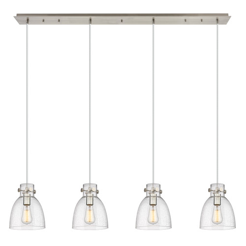 INNOVATIONS 124-410-1PS-SN-G412-8SDY Newton Bell 9 Light 52 inch Linear Pendant Brushed Satin Nickel INNOVATIONS 124-410-1PS-SN-G412-8SDY Newton Bell 9 Light 52 inch Linear Pendant Brushed Satin Nickel