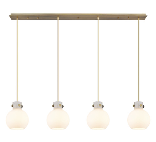 INNOVATIONS 124-410-1PS-BB-G410-8WH Newton Sphere 8 Light 52 inch Linear Pendant Brushed Brass INNOVATIONS 124-410-1PS-BB-G410-8WH Newton Sphere 8 Light 52 inch Linear Pendant Brushed Brass