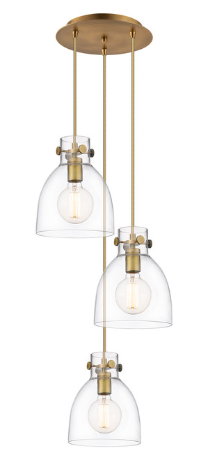 INNOVATIONS 113-410-1PS-BB-G412-8CL Newton Bell 2 Light 16 inch Multi Pendant Brushed Brass
