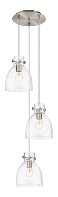 INNOVATIONS 113-410-1PS-SN-G412-8CL Newton Bell 4 Light 16 inch Multi Pendant Brushed Satin Nickel