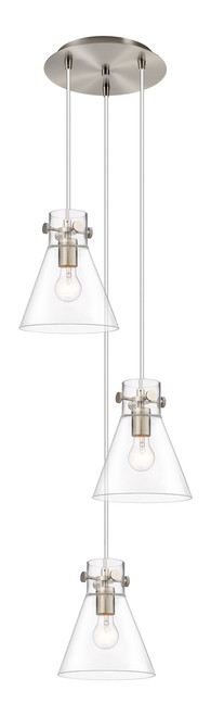 INNOVATIONS 113-410-1PS-SN-G411-8CL Newton Cone 1 Light 16 inch Multi Pendant Brushed Satin Nickel