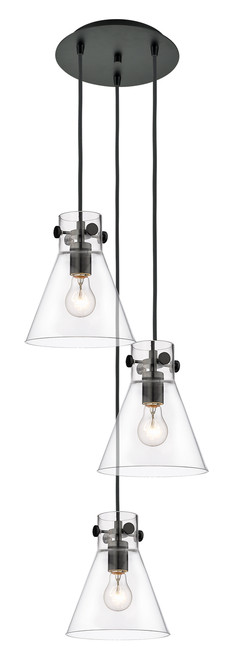 INNOVATIONS 113-410-1PS-BK-G411-8CL Newton Cone 7 Light 16 inch Multi Pendant Matte Black