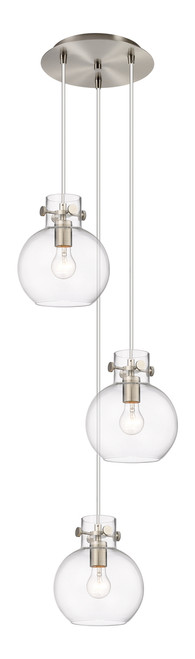 INNOVATIONS 113-410-1PS-SN-G410-8CL Newton Sphere 9 Light 16 inch Multi Pendant Brushed Satin Nickel