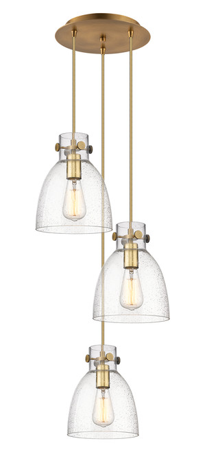 INNOVATIONS 113-410-1PS-BB-G412-8SDY Newton Bell 5 Light 16 inch Multi Pendant Brushed Brass