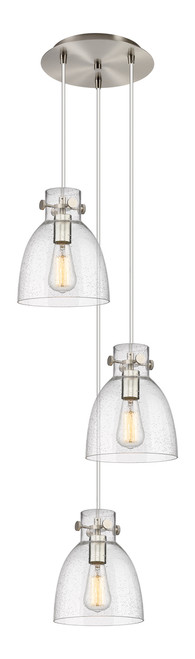 INNOVATIONS 113-410-1PS-SN-G412-8SDY Newton Bell 7 Light 16 inch Multi Pendant Brushed Satin Nickel
