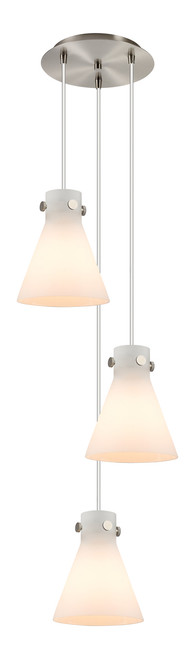 INNOVATIONS 113-410-1PS-SN-G411-8WH Newton Cone 1 Light 16 inch Multi Pendant Brushed Satin Nickel