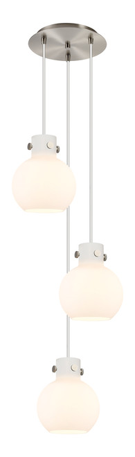 INNOVATIONS 113-410-1PS-SN-G410-8WH Newton Sphere 8 Light 16 inch Multi Pendant Brushed Satin Nickel