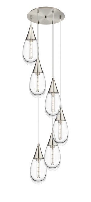 INNOVATIONS 116-450-1P-SN-G450-6CL Malone 1 Light 17 inch Multi Pendant Brushed Satin Nickel