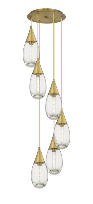 INNOVATIONS 116-450-1P-BB-G450-6CL Malone 2 Light 17 inch Multi Pendant Brushed Brass
