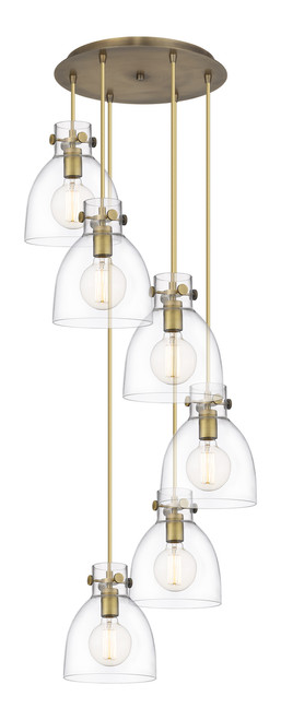INNOVATIONS 116-410-1PS-BB-G412-8CL Newton Bell 8 Light 19 inch Multi Pendant Brushed Brass