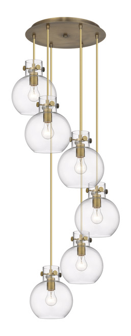 INNOVATIONS 116-410-1PS-BB-G410-8CL Newton Sphere 4 Light 19 inch Multi Pendant Brushed Brass