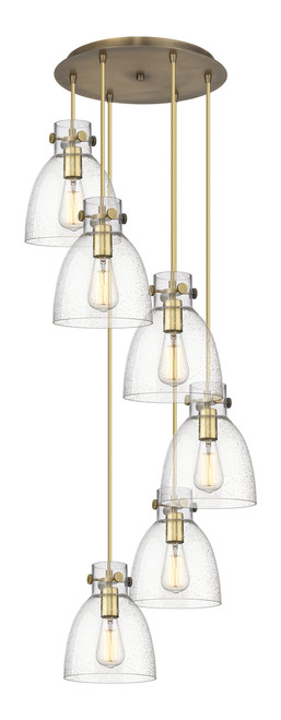INNOVATIONS 116-410-1PS-BB-G412-8SDY Newton Bell 1 Light 19 inch Multi Pendant Brushed Brass