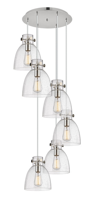 INNOVATIONS 116-410-1PS-PN-G412-8SDY Newton Bell 6 Light 19 inch Multi Pendant Polished Nickel