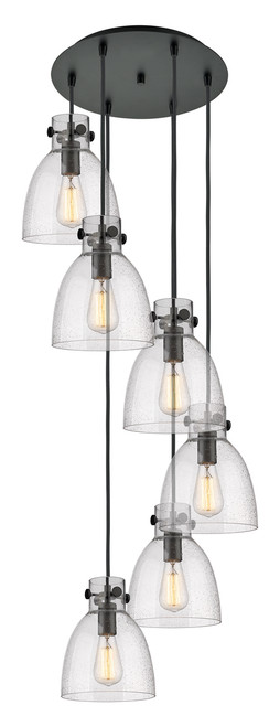 INNOVATIONS 116-410-1PS-BK-G412-8SDY Newton Bell 9 Light 19 inch Multi Pendant Matte Black