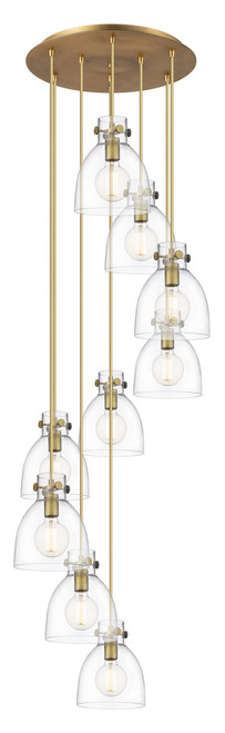 INNOVATIONS 119-410-1PS-BB-G412-8CL Newton Bell 5 Light 22 inch Multi Pendant Brushed Brass