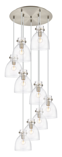 INNOVATIONS 119-410-1PS-SN-G412-8CL Newton Bell 6 Light 22 inch Multi Pendant Brushed Satin Nickel