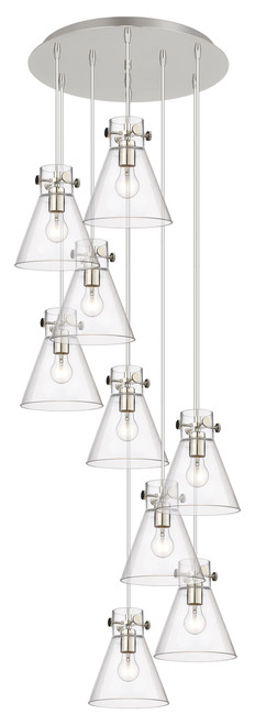 INNOVATIONS 119-410-1PS-PN-G411-8CL Newton Cone 7 Light 22 inch Multi Pendant Polished Nickel