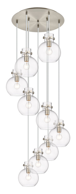 INNOVATIONS 119-410-1PS-SN-G410-8CL Newton Sphere 1 Light 22 inch Multi Pendant Brushed Satin Nickel