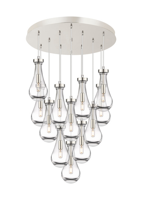 INNOVATIONS 126-451-1P-PN-G451-5CL Owego 12 Light 24 inch Multi Pendant Polished Nickel