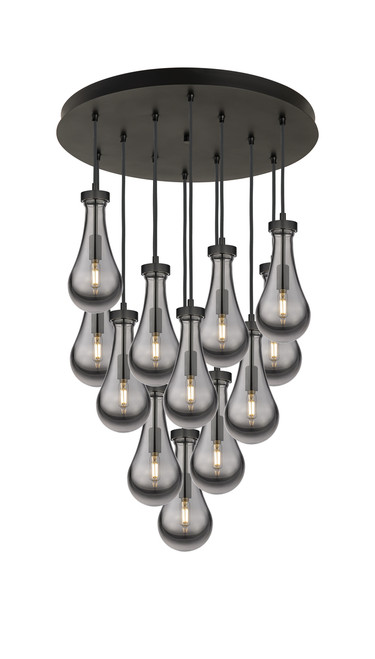 INNOVATIONS 126-451-1P-BK-G451-5SM Owego 12 Light 24 inch Multi Pendant Matte Black